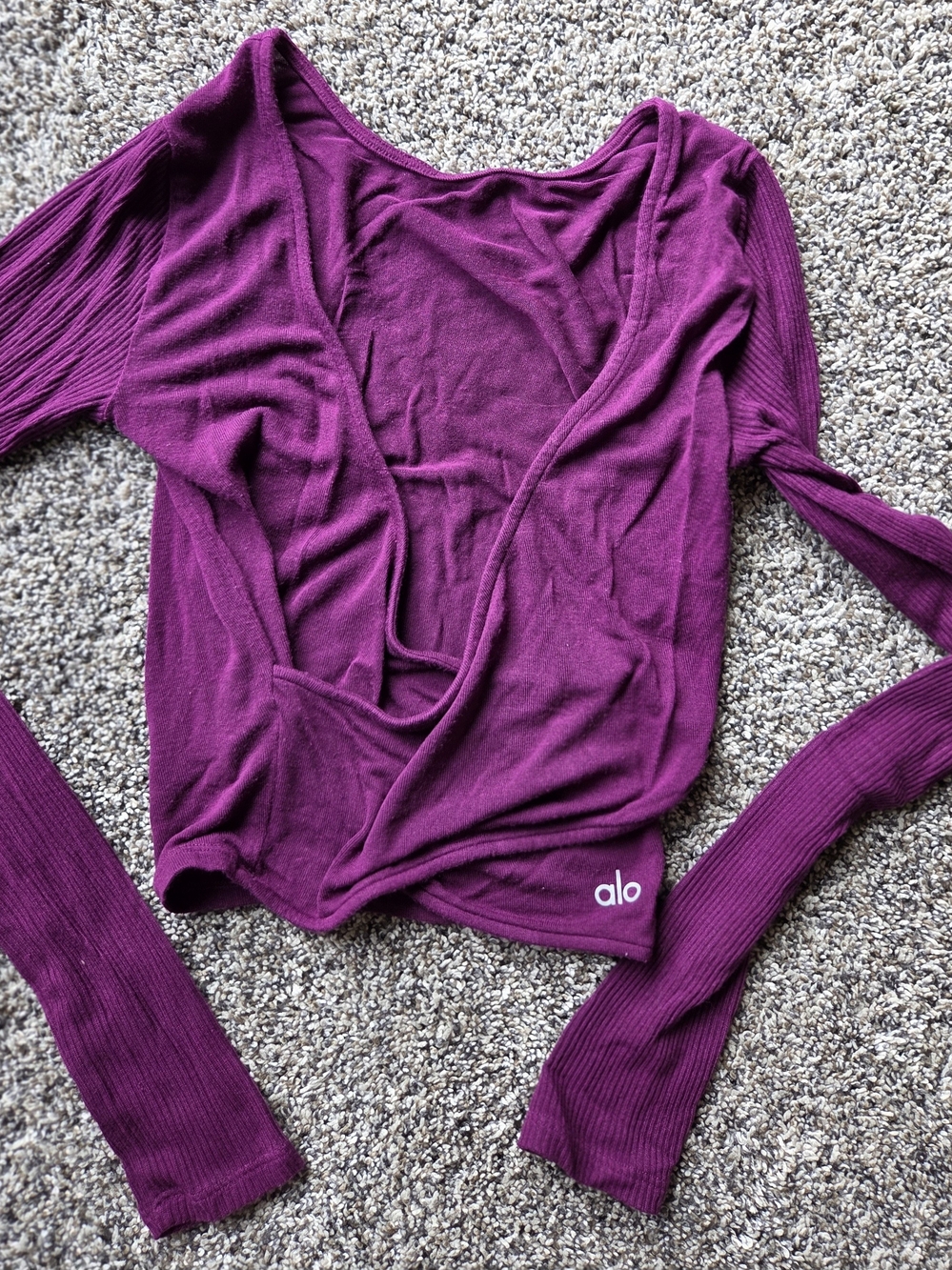 ALO Yoga Draped Wrap Long Sleeve Top in Plum